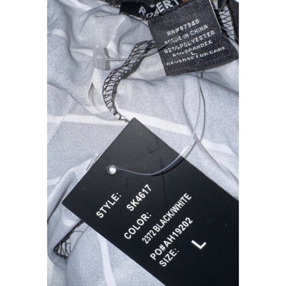 Black & White Striped Robert Louis Womens Top With V-Neck & Cutout Sleeves M - Picture 2 of 8